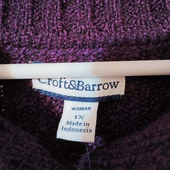 NWT~Croft & Barrow's Pull-on Acrylic 1/4 Button Front Sweater w/ Ribbed Trimming - Picture 3 of 4